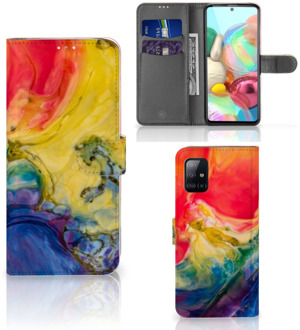 B2Ctelecom GSM Hoesje Samsung Galaxy A71 Wallet Book Case Watercolor Dark