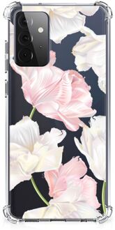 B2Ctelecom GSM Hoesje Samsung Galaxy A72 4G/5G Leuk TPU Back Cover met transparante rand Mooie Bloemen