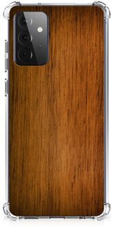 B2Ctelecom GSM Hoesje Samsung Galaxy A72 4G/5G Telefoonhoesje met Naam met transparante rand Donker Hout