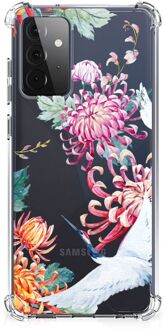 B2Ctelecom GSM Hoesje Samsung Galaxy A72 4G/5G Telefoonhoesje Valbescherming met transparante rand Bird Flowers