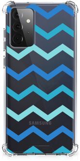 B2Ctelecom GSM Hoesje Samsung Galaxy A72 4G/5G Trendy Telefoonhoesjes met transparante rand Zigzag Blauw