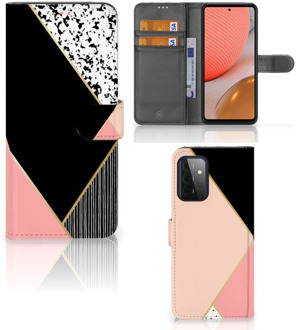 B2Ctelecom GSM Hoesje Samsung Galaxy A72 Bookcase Black Pink Shapes