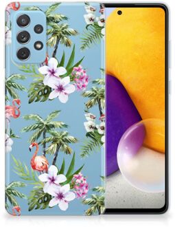 B2Ctelecom GSM Hoesje Samsung Galaxy A72 Doorzichtig Hoesje Flamingo Palms