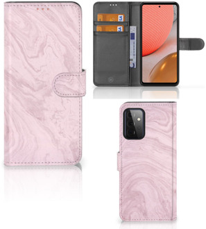 B2Ctelecom GSM Hoesje Samsung Galaxy A72 Flip Case Marble Pink