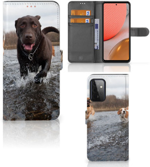 B2Ctelecom GSM Hoesje Samsung Galaxy A72 Wallet Book Case Honden Labrador