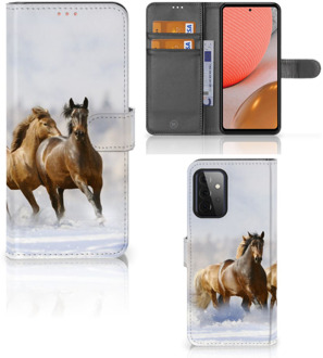 B2Ctelecom GSM Hoesje Samsung Galaxy A72 Wallet Book Case Paarden