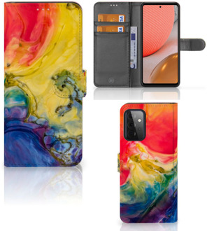 B2Ctelecom GSM Hoesje Samsung Galaxy A72 Wallet Book Case Watercolor Dark