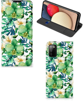 B2Ctelecom GSM Hoesje Samsung Galaxy M02s | A02s Bookcase Cover Orchidee Groen