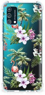 B2Ctelecom GSM Hoesje Samsung Galaxy M02s | A02s Hoesje met naam met transparante rand Flamingo Palms