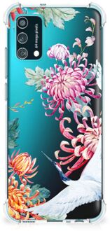 B2Ctelecom GSM Hoesje Samsung Galaxy M02s | A02s Telefoonhoesje Valbescherming met transparante rand Bird Flowers