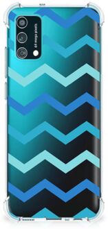 B2Ctelecom GSM Hoesje Samsung Galaxy M02s | A02s Trendy Telefoonhoesjes met transparante rand Zigzag Blauw