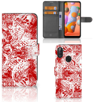 B2Ctelecom GSM Hoesje Samsung Galaxy M11 | A11 Book Style Case Angel Skull Red