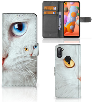 B2Ctelecom GSM Hoesje Samsung Galaxy M11 | A11 Bookcover Case Witte Kat