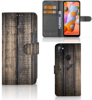 B2Ctelecom GSM Hoesje Samsung Galaxy M11 | A11 Leuk Case Cadeau voor Mannen Steigerhout