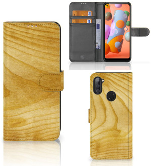 B2Ctelecom GSM Hoesje Samsung Galaxy M11 | A11 Wallet Book Case Licht Hout