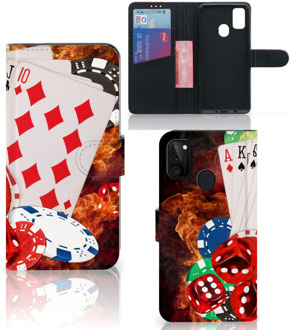 B2Ctelecom GSM Hoesje Samsung Galaxy M21 Book Wallet Case Personaliseren Casino