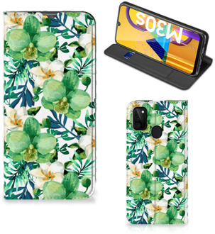 B2Ctelecom GSM Hoesje Samsung Galaxy M21 Bookcase Cover Orchidee Groen