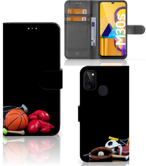 B2Ctelecom GSM Hoesje Samsung Galaxy M21 Bookcover Ontwerpen Voetbal, Tennis, Boxing… Sports