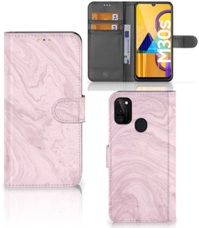 B2Ctelecom GSM Hoesje Samsung Galaxy M21 Flip Case Marble Pink