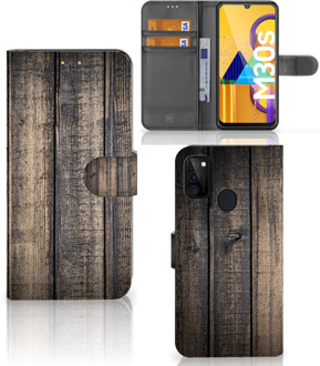 B2Ctelecom GSM Hoesje Samsung Galaxy M21 Leuk Case Cadeau voor Mannen Steigerhout