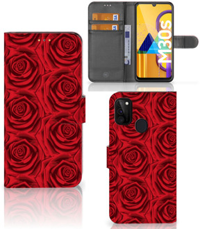 B2Ctelecom GSM Hoesje Samsung Galaxy M21 Mobiel Bookcase Red Roses