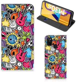 B2Ctelecom GSM Hoesje Samsung Galaxy M21 Telefoonhoesje Portemonnee Punk Rock