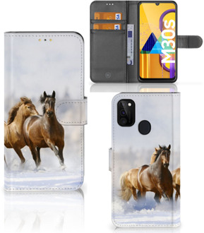 B2Ctelecom GSM Hoesje Samsung Galaxy M21 Wallet Book Case Paarden