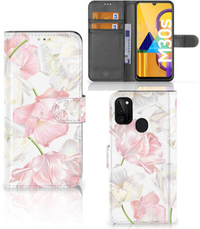 B2Ctelecom GSM Hoesje Samsung Galaxy M21 Wallet Case Cadeau voor Mama Lovely Flowers