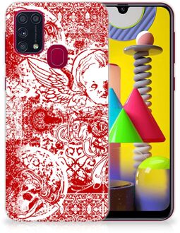 B2Ctelecom GSM Hoesje Samsung Galaxy M31 Back Case TPU Siliconen Hoesje Angel Skull Red