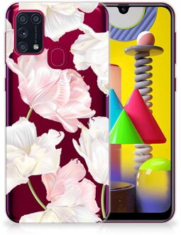 B2Ctelecom GSM Hoesje Samsung Galaxy M31 Back Case TPU Siliconen Hoesje Doorzichtig Mooie Bloemen