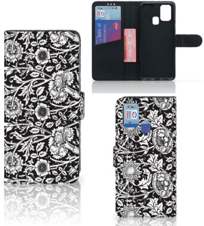 B2Ctelecom GSM Hoesje Samsung Galaxy M31 Beschermhoes Black Flowers