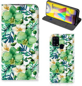 B2Ctelecom GSM Hoesje Samsung Galaxy M31 Bookcase Cover Orchidee Groen