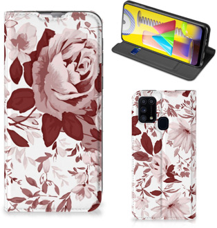 B2Ctelecom GSM Hoesje Samsung Galaxy M31 Bookcase Watercolor Flowers