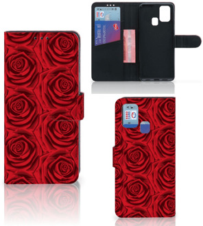 B2Ctelecom GSM Hoesje Samsung Galaxy M31 Mobiel Bookcase Red Roses