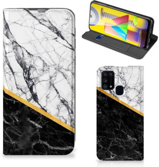 B2Ctelecom GSM Hoesje Samsung Galaxy M31 Mobiel Case Marble White Black