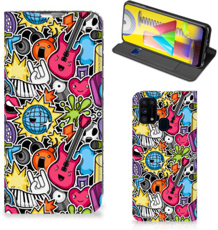 B2Ctelecom GSM Hoesje Samsung Galaxy M31 Telefoonhoesje Portemonnee Punk Rock