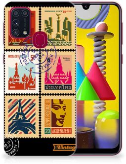 B2Ctelecom GSM Hoesje Samsung Galaxy M31 Trendy Telefoonhoesjes Postzegels