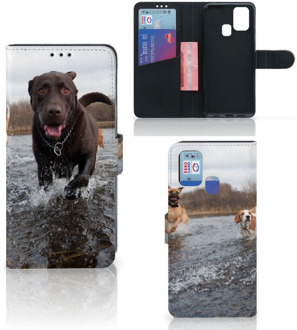 B2Ctelecom GSM Hoesje Samsung Galaxy M31 Wallet Book Case Honden Labrador