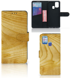 B2Ctelecom GSM Hoesje Samsung Galaxy M31 Wallet Book Case Licht Hout