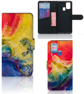 B2Ctelecom GSM Hoesje Samsung Galaxy M31 Wallet Book Case Watercolor Dark