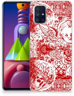 B2Ctelecom GSM Hoesje Samsung Galaxy M51 Back Case TPU Siliconen Hoesje Angel Skull Red