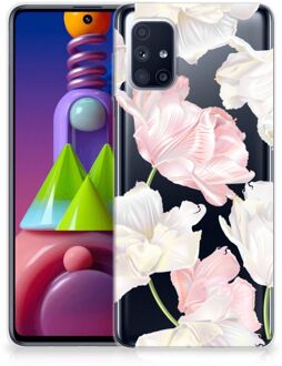 B2Ctelecom GSM Hoesje Samsung Galaxy M51 Back Case TPU Siliconen Hoesje Doorzichtig Mooie Bloemen