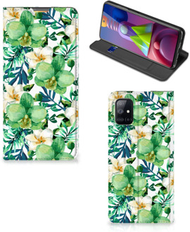 B2Ctelecom GSM Hoesje Samsung Galaxy M51 Bookcase Cover Orchidee Groen