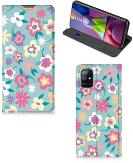 B2Ctelecom GSM Hoesje Samsung Galaxy M51 Fotohoesje ontwerpen Flower Power