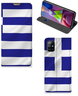 B2Ctelecom GSM Hoesje Samsung Galaxy M51 Wallet Book Case Griekse Vlag