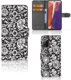 B2Ctelecom GSM Hoesje Samsung Galaxy Note 20 Beschermhoes Black Flowers