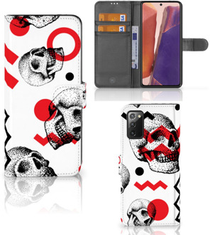 B2Ctelecom GSM Hoesje Samsung Galaxy Note 20 Bookstyle Case Skull Red