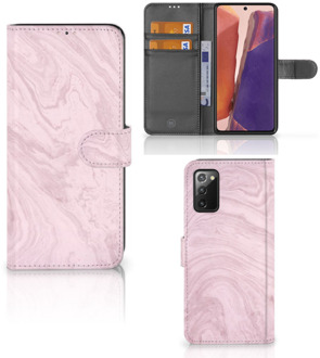 B2Ctelecom GSM Hoesje Samsung Galaxy Note 20 Flip Case Marble Pink