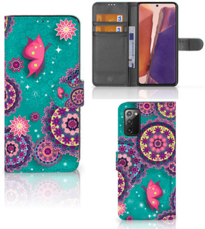 B2Ctelecom GSM Hoesje Samsung Galaxy Note 20 Flipcase Cirkels en Vlinders