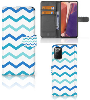 B2Ctelecom GSM Hoesje Samsung Galaxy Note 20 Foto hoesje Zigzag Blauw